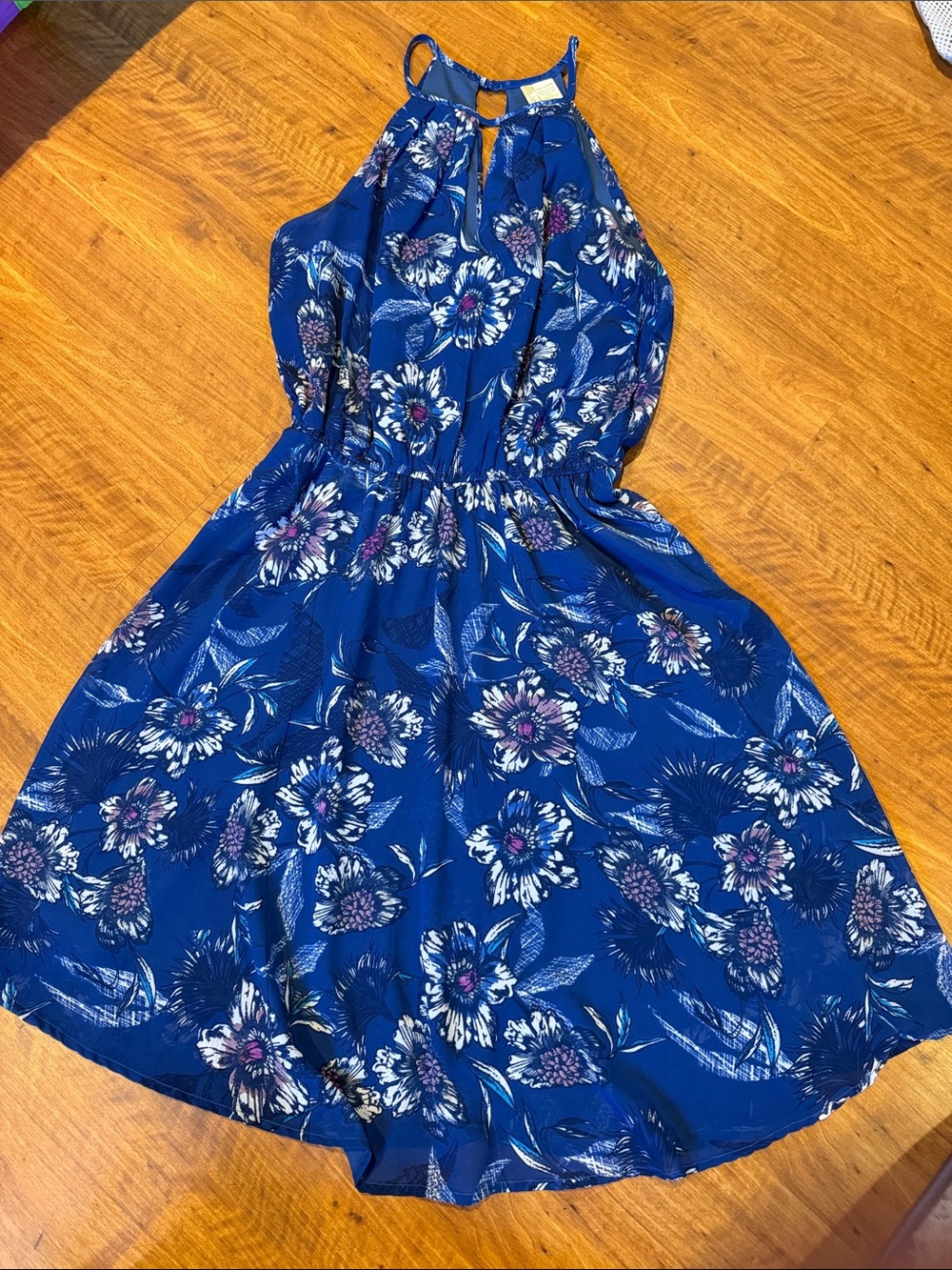Japna Navy Floral Halter Dress